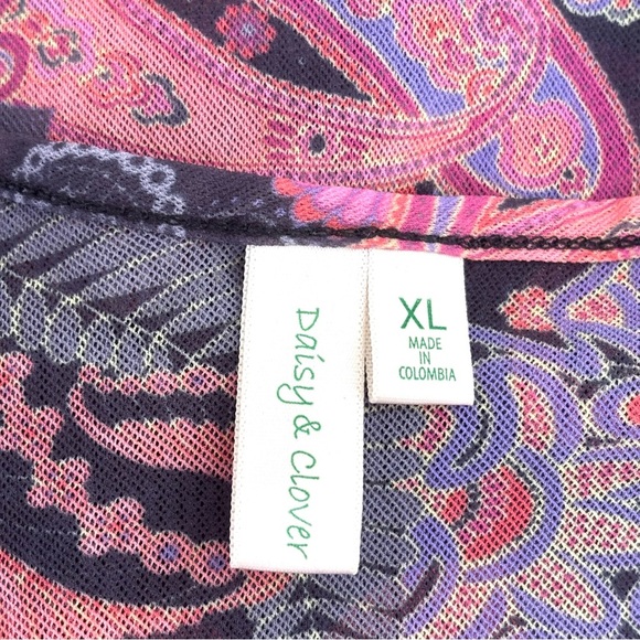 Anthropologie Daisy & Clover Mesh Paisley Floral Peasant Top Boho Multicolor XL - Picture 10 of 13